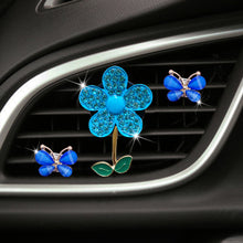 Load image into Gallery viewer, 3Pcs Car Air Freshener Lovely Little Butterfly Ladies' Crystal Flower Perfume Decoration Clip Air Refresher Fragrance
