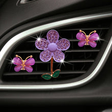 Load image into Gallery viewer, 3Pcs Car Air Freshener Lovely Little Butterfly Ladies' Crystal Flower Perfume Decoration Clip Air Refresher Fragrance
