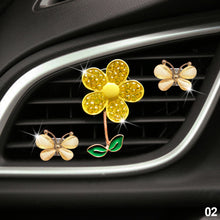 Load image into Gallery viewer, 3Pcs Car Air Freshener Lovely Little Butterfly Ladies' Crystal Flower Perfume Decoration Clip Air Refresher Fragrance
