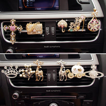 Load image into Gallery viewer, Car Styling Air Freshener Perfume Diamond Flower Deer Crown Cross For Car Air Condition Vent Accrssories
