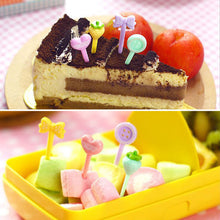 Load image into Gallery viewer, 8pcs/set Cute Candy Button Shape Fruit Fork Kids Snack Dessert Decoration Forks Toothpick Lunch Salad Decoration Accessories Cake Picks

