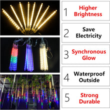 Load image into Gallery viewer, 8 Tubes Meteor Shower Rain Light String Christmas Tree Decoration Street Light Outdoor Garden Fairy Lights
