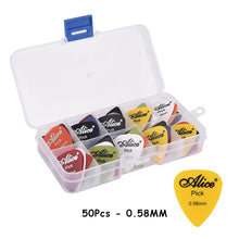 Load image into Gallery viewer, 50pcs Guitar Picks 1 Box Case Alice Acoustic Electric Bass Plectrum Mediator Musical Instrument Thickness Mix 0.58-1.5 Guitar Accessories
