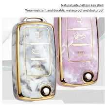 Load image into Gallery viewer, Jade Pattern Car Remote Key Cover Case Fob For VW Volkswagen Polo Golf Passat Tiguan Beetle Caddy T5 Up Eos Skoda Octavia Seat Leon Altea
