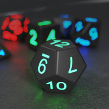 Load image into Gallery viewer, 7Pcs/Set Electronic Dice USB Rechargeable Luminous Dice Glow In The Dark DND Dices Polyhedral Dice D20 D12 D10 D8 D6 D4 Table Game
