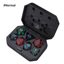 Load image into Gallery viewer, 7Pcs/Set Electronic Dice USB Rechargeable Luminous Dice Glow In The Dark DND Dices Polyhedral Dice D20 D12 D10 D8 D6 D4 Table Game

