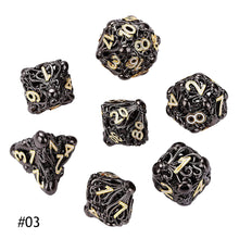 Load image into Gallery viewer, Hollow Metal Dice Octopus New Style D&amp;D Dice 7 PCs DND Dice Polyhedral Dice Set For Role Playing Game MTG Pathfinder
