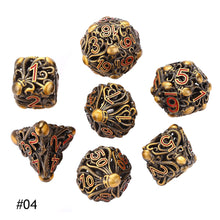 Load image into Gallery viewer, Hollow Metal Dice Octopus New Style D&amp;D Dice 7 PCs DND Dice Polyhedral Dice Set For Role Playing Game MTG Pathfinder
