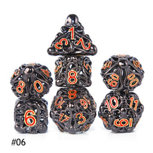 Load image into Gallery viewer, Hollow Metal Dice Octopus New Style D&amp;D Dice 7 PCs DND Dice Polyhedral Dice Set For Role Playing Game MTG Pathfinder
