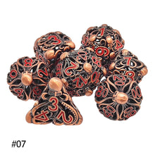 Load image into Gallery viewer, Hollow Metal Dice Octopus New Style D&amp;D Dice 7 PCs DND Dice Polyhedral Dice Set For Role Playing Game MTG Pathfinder
