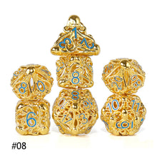 Load image into Gallery viewer, Hollow Metal Dice Octopus New Style D&amp;D Dice 7 PCs DND Dice Polyhedral Dice Set For Role Playing Game MTG Pathfinder
