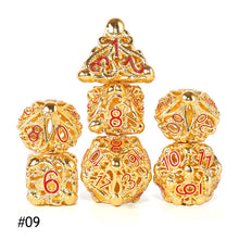 Load image into Gallery viewer, Hollow Metal Dice Octopus New Style D&amp;D Dice 7 PCs DND Dice Polyhedral Dice Set For Role Playing Game MTG Pathfinder
