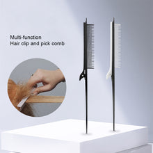 Load image into Gallery viewer, Point-tail Highlight Comb High-gloss Comb Point-tail Plastic Comb Hair Salon Color Brush Styling Comb Tool Weave with Hair Clip
