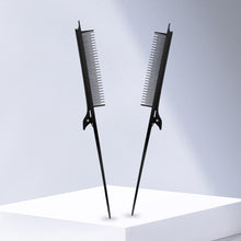 Load image into Gallery viewer, Point-tail Highlight Comb High-gloss Comb Point-tail Plastic Comb Hair Salon Color Brush Styling Comb Tool Weave with Hair Clip
