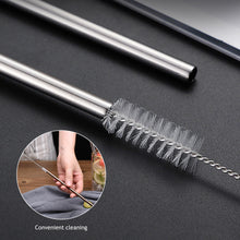 Load image into Gallery viewer, Reusable Drinking Straw 304 Stainless Steel Straws Straight Bent Metal Straw with Cleaner Brush Pouch Set Party Bar for Smoothies Cocktails Bar Accessories
