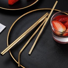 Load image into Gallery viewer, Reusable Drinking Straw 304 Stainless Steel Straws Straight Bent Metal Straw with Cleaner Brush Pouch Set Party Bar for Smoothies Cocktails Bar Accessories
