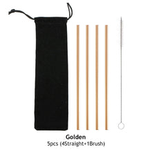 Load image into Gallery viewer, Reusable Drinking Straw 304 Stainless Steel Straws Straight Bent Metal Straw with Cleaner Brush Pouch Set Party Bar for Smoothies Cocktails Bar Accessories
