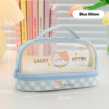 Load image into Gallery viewer, Large Capacity Pencil Bag For Girls Pencil Pouch Wash Makeup Bag With Zipper Cosmetic Bag Double Layer Design
