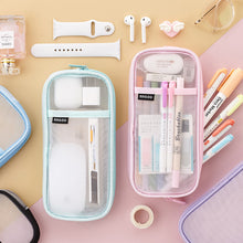 Load image into Gallery viewer, Transparent Mesh Pencil Case Large Capacity Pen Bag Ice Cream Color Storage Pouch Net Pen Box Exam Special Organizer for Stationery
