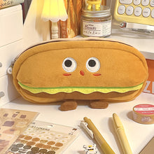 Load image into Gallery viewer, Kawaii Plush Hamburger Dog Pencil Case Student Stationery Pen Bag Cute Large Capacity Storage Bag School Supplies
