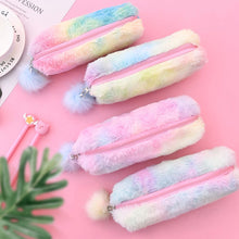 Load image into Gallery viewer, Gradient Lovely Girl Plush With Ball Pencil Case For Girls Stationery Storage Bag School Supplies
