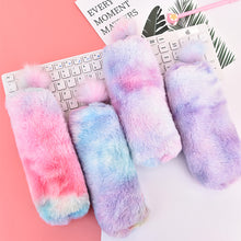 Load image into Gallery viewer, Gradient Lovely Girl Plush With Ball Pencil Case For Girls Stationery Storage Bag School Supplies

