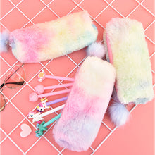 Load image into Gallery viewer, Gradient Lovely Girl Plush With Ball Pencil Case For Girls Stationery Storage Bag School Supplies
