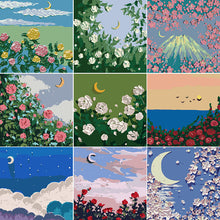 Load image into Gallery viewer, 20*20cm INS Flower DIY Painting Framed Canvas Painting Paint By Numbers Digital Painting Drawing Practice Birthday Gift Home Bedroom Wall Decoration
