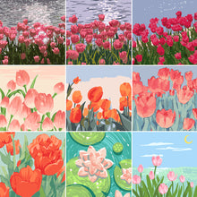 Load image into Gallery viewer, 20*20cm INS Tulip Flower DIY Painting Framed Canvas Painting Paint By Numbers Digital Painting Drawing Practice Birthday Gift Home Bedroom Wall Decoration
