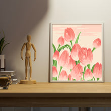Load image into Gallery viewer, 20*20cm INS Tulip Flower DIY Painting Framed Canvas Painting Paint By Numbers Digital Painting Drawing Practice Birthday Gift Home Bedroom Wall Decoration
