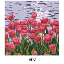 Load image into Gallery viewer, 20*20cm INS Tulip Flower DIY Painting Framed Canvas Painting Paint By Numbers Digital Painting Drawing Practice Birthday Gift Home Bedroom Wall Decoration
