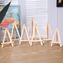 Load image into Gallery viewer, Natural Wood Mini Easel Frame Tripod Display Phone Holder Meeting Wedding Table Number Name Card Stand Display Holder Children Painting Craft

