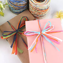 Load image into Gallery viewer, 80m Hand-knitted Lafite Raffia Straw Environmentally Friendly Paper Yarn Baking Packaging Belt Rope Crocheting Summer Hat Bags
