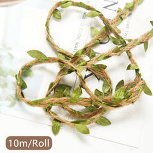 Load image into Gallery viewer, DIY Simulation Twine Rattan Leaves Packaging Ribbon Jute Rope Linen Gifts Handmade Christmas Wedding Crafts Home Textile Decoration Packaging
