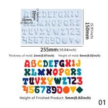 Load image into Gallery viewer, 1Pcs Crystal Epoxy Resin Transparent Mold Alphabet Letter Number Casting Silicone Multipurpose Mould DIY
