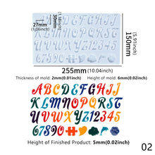 Load image into Gallery viewer, 1Pcs Crystal Epoxy Resin Transparent Mold Alphabet Letter Number Casting Silicone Multipurpose Mould DIY

