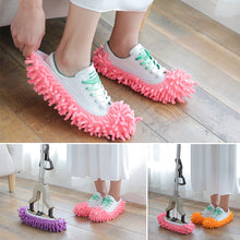 Load image into Gallery viewer, Multifunctional Bright Color Elastic Chenille Micro Fiber Slipper Shoe Cover Slippers Mop Household Floor Dust Cleaning Tools
