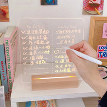 Load image into Gallery viewer, Wooden Base Note Board Creative Led Night Light USB Message Board Holiday Light With Pen Gift For Children Girlfriend Decoration Night Lamp
