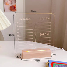 Load image into Gallery viewer, Wooden Base Note Board Creative Led Night Light USB Message Board Holiday Light With Pen Gift For Children Girlfriend Decoration Night Lamp

