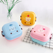 Load image into Gallery viewer, Double Layer Cartoon Lunch Box for Kids Children Plastic Bento Box Food Container for School Outdoor Camping Boxs
