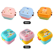 Load image into Gallery viewer, Double Layer Cartoon Lunch Box for Kids Children Plastic Bento Box Food Container for School Outdoor Camping Boxs
