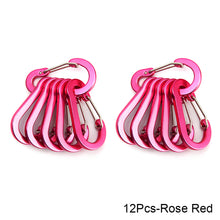 Load image into Gallery viewer, 6/12pcs Multifunction Small Carabiner Clips Outdoor Camping Tool Mountaineering Buckle Steel Fishing Climbing Acessories
