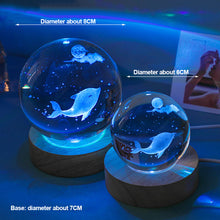 Load image into Gallery viewer, Crystal Ball with Light Base Night Lamp 3D Laser Engraved Sphere Ball Gifts Glass Ball with Wooden Base Christmas Gifts Valentines' Day Gifts for Girlfriends
