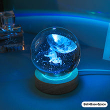 Load image into Gallery viewer, Crystal Ball with Light Base Night Lamp 3D Laser Engraved Sphere Ball Gifts Glass Ball with Wooden Base Christmas Gifts Valentines' Day Gifts for Girlfriends
