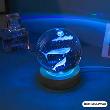 Load image into Gallery viewer, Crystal Ball with Light Base Night Lamp 3D Laser Engraved Sphere Ball Gifts Glass Ball with Wooden Base Christmas Gifts Valentines' Day Gifts for Girlfriends
