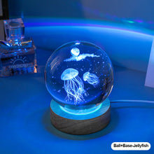 Load image into Gallery viewer, Crystal Ball with Light Base Night Lamp 3D Laser Engraved Sphere Ball Gifts Glass Ball with Wooden Base Christmas Gifts Valentines' Day Gifts for Girlfriends
