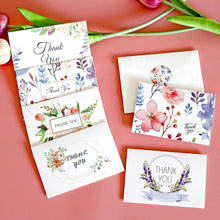Load image into Gallery viewer, 6pcs Christmas New Year Thank You Greeting Cards Set with Envelope Sticker Wedding Birthday Party Flower Green Leaves Appreciation Cards
