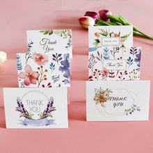 Load image into Gallery viewer, 6pcs Christmas New Year Thank You Greeting Cards Set with Envelope Sticker Wedding Birthday Party Flower Green Leaves Appreciation Cards
