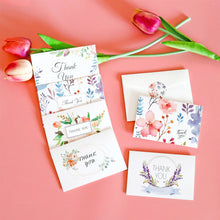 Load image into Gallery viewer, 6pcs Christmas New Year Thank You Greeting Cards Set with Envelope Sticker Wedding Birthday Party Flower Green Leaves Appreciation Cards
