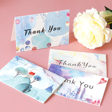 Load image into Gallery viewer, 6pcs Christmas New Year Thank You Greeting Cards Set with Envelope Sticker Wedding Birthday Party Flower Green Leaves Appreciation Cards
